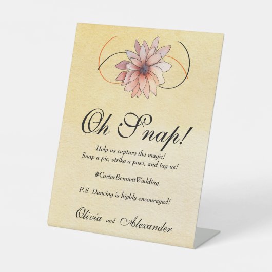 Herfst Waterverf Bloemen Terracotta Gele bruiloft Reclamebord Met Voetstuk (Voorkant)