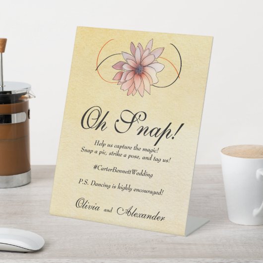 Herfst Waterverf Bloemen Terracotta Gele bruiloft Reclamebord Met Voetstuk (Insitu)