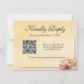 Herfst Waterverf Bloemen Terracotta Gele bruiloft RSVP Kaartje (Voorkant)