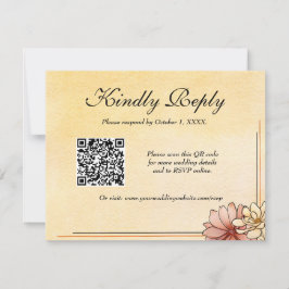 Herfst Waterverf Bloemen Terracotta Gele bruiloft RSVP Kaartje