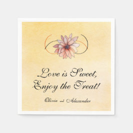 Herfst Waterverf Bloemen Terracotta Gele bruiloft Servet