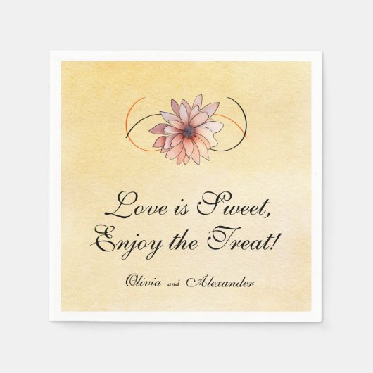 Herfst Waterverf Bloemen Terracotta Gele bruiloft Servet (Voorkant)