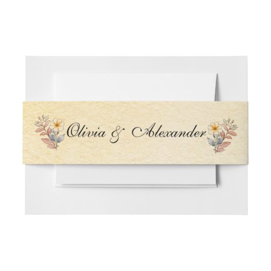 Herfst Waterverf Bloemen Terracotta Gele bruiloft Uitnodigingen Wikkel (Voorkant Voorbeeld)