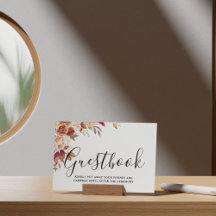 Herfst Waterverf Bloemen Trouwen Guestbook Sign