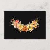 Herfst Waterverf Bloemen Zwart Bruiloft Details Informatiekaartje (Achterkant)