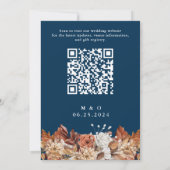 Herfst Waterverf Bloemendecoratie Navyblauw QR Cod Kaart (Achterkant)