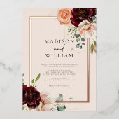 Herfst Waterverf bloemenelegante bruiloft Folie Uitnodiging (Voorkant)