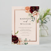 Herfst Waterverf bloemenelegante bruiloft Folie Uitnodiging (Staand Voorkant)