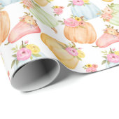 Herfst Waterverf Bloemenpompoenen Verspreid Cadeaupapier (Rol Hoek)