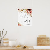 Herfst Waterverf Bloemige Herfst Bruiloft Welkom B Poster (Keuken)