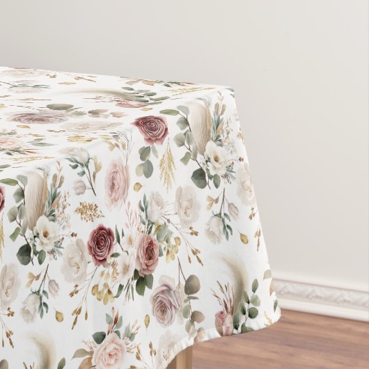 Herfst Waterverf Bloemige Stof Roze Bruiloft Tafelkleed (Voorbeeld)