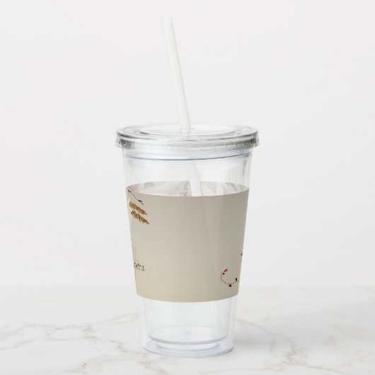 Herfst Waterverf Bloemmonogram gepersonaliseerd Acryl Drinkbeker (Links)