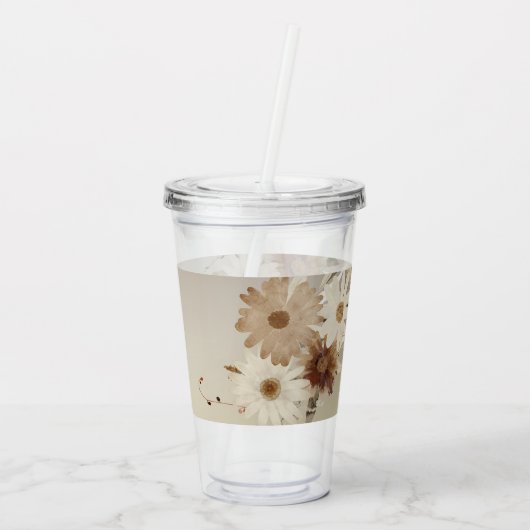 Herfst Waterverf Bloemmonogram gepersonaliseerd Acryl Drinkbeker (Achterkant)