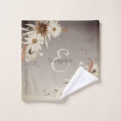 Herfst Waterverf Bloemmonogram gepersonaliseerd Bad Handdoek (Wasdoekje)