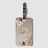 Herfst Waterverf Bloemmonogram gepersonaliseerd Bagagelabel (Voorkant (verticaal))