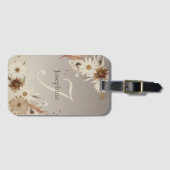 Herfst Waterverf Bloemmonogram gepersonaliseerd Bagagelabel (Voorkant (horizontaal))
