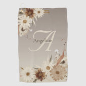 Herfst Waterverf Bloemmonogram gepersonaliseerd Golfhanddoek (Voorkant)