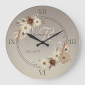 Herfst Waterverf Bloemmonogram gepersonaliseerd Grote Klok (Voorkant)