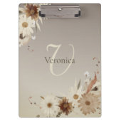 Herfst Waterverf Bloemmonogram gepersonaliseerd Klembord (Voorkant)