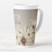 Herfst Waterverf Bloemmonogram gepersonaliseerd Latte Mok (Rechterhoek)