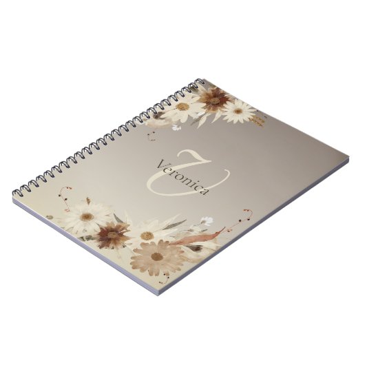 Herfst Waterverf Bloemmonogram gepersonaliseerd Notitieboek (Linkerzijde)