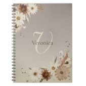 Herfst Waterverf Bloemmonogram gepersonaliseerd Notitieboek (Voorkant)