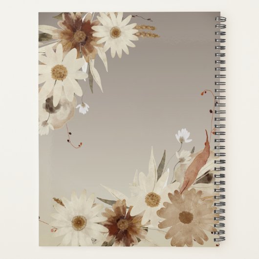 Herfst Waterverf Bloemmonogram gepersonaliseerd Planner (Achterkant)