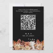 Herfst Waterverf Bloemstuk op Zwarte QR Code Huwel Kaart (Achterkant)