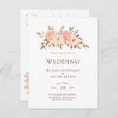 Herfst Waterverf Blush Bloemen Bruiloft Uitnodiging Briefkaart (Voorkant / Achterkant)