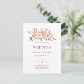 Herfst Waterverf Blush Bloemen Bruiloft Uitnodiging Briefkaart (Staand voorkant)