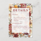 Herfst Waterverf Boeketten Bruiloft Details Informatiekaartje (Voorkant)