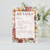 Herfst Waterverf Boeketten Bruiloft Details Informatiekaartje (Staand voorkant)