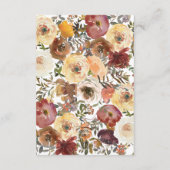 Herfst Waterverf Boeketten Bruiloft Details Informatiekaartje (Achterkant)