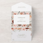 Herfst Waterverf Boho Floral Wedding All In One Uitnodiging (Buitenkant)