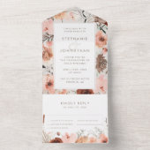 Herfst Waterverf Boho Floral Wedding All In One Uitnodiging (Binnen)