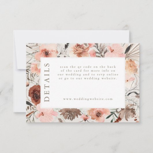 Herfst Waterverf Boho Floral Wedding Info Kaart (Voorkant)