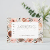 Herfst Waterverf Boho Floral Wedding Info Kaart (Staand voorkant)