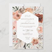 Herfst Waterverf Boho Floral Wedding Kaart (Voorkant)