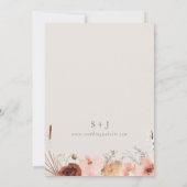 Herfst Waterverf Boho Floral Wedding Kaart (Achterkant)