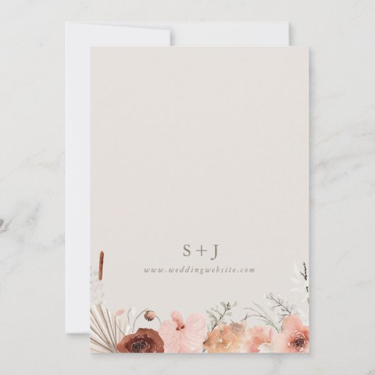 Herfst Waterverf Boho Floral Wedding Kaart (Achterkant)