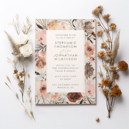 Herfst Waterverf Boho Floral Wedding Kaart