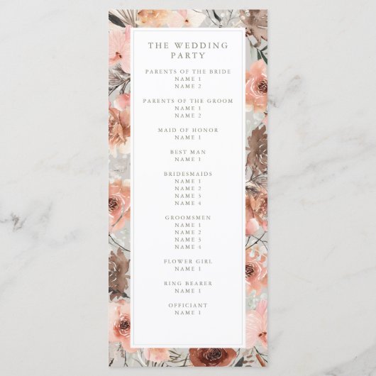 Herfst Waterverf Boho Trouwprogramma Menu (Achterkant)