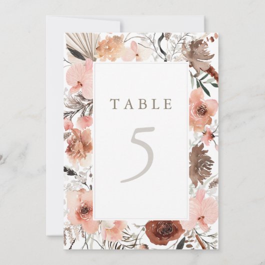 Herfst Waterverf Boho Trouwtafel Nummer (Achterkant)