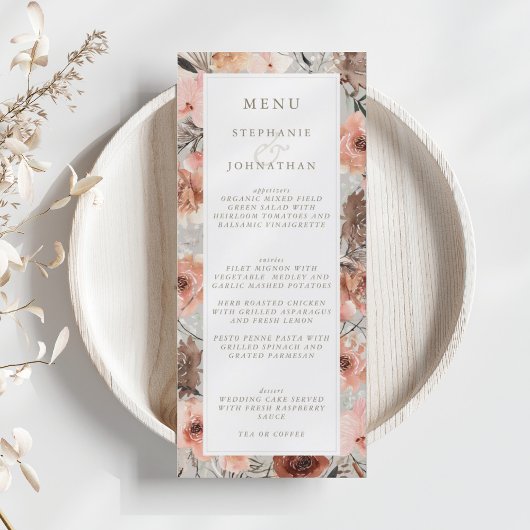 Herfst Waterverf Boho Wedding Menu