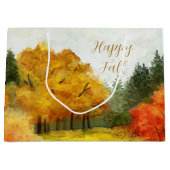 Herfst waterverf bomen met aanpasbare tekst groot cadeauzakje (Voorkant)