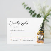 Herfst Waterverf Bos Bruiloft RSVP kaart (Staand voorkant)