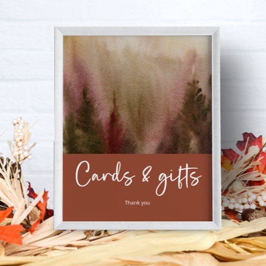 Herfst Waterverf Bos Terracota kaarten en geschenk Poster