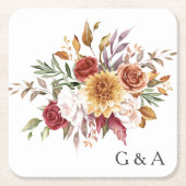 Herfst Waterverf Botanisch  Kartonnen Onderzetters (Voorkant)