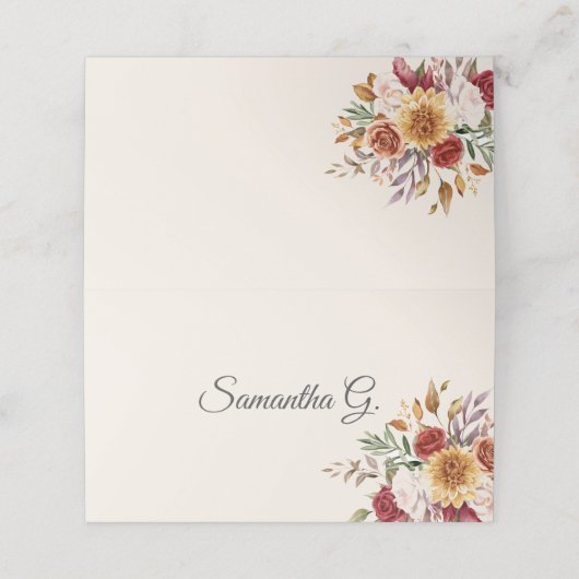 Herfst Waterverf Botanisch Plaatskaartje (Buitenkant ongevouwen)