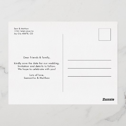 Herfst Waterverf Botanische bruiloft Save the Date Folie Uitnodiging Briefkaart (Achterkant)